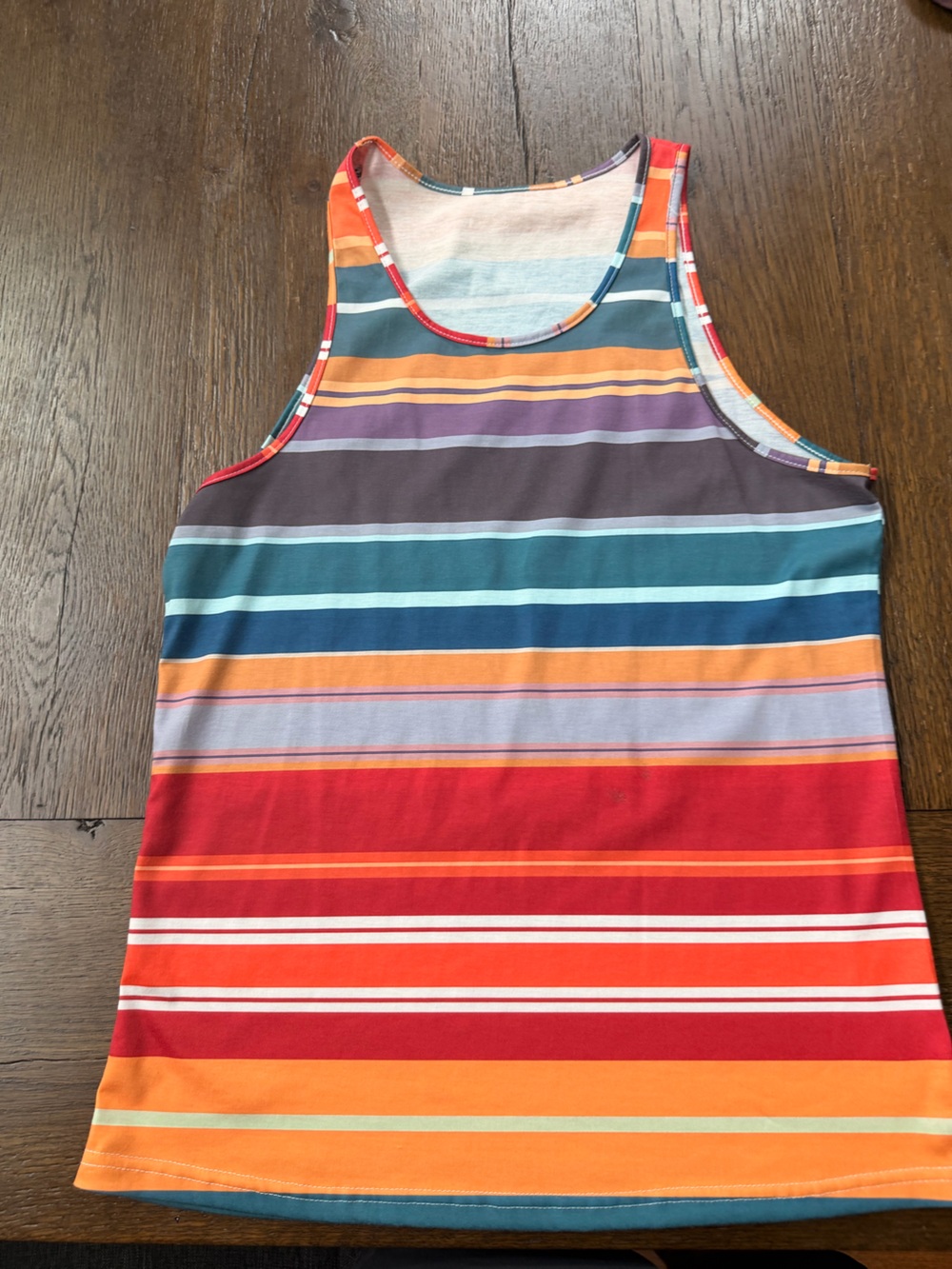 Striped Multicolor Men’s Tank Top - Vibrant Summer Stripes